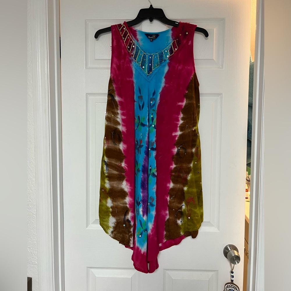 Colorful Tie-Dye Midi Dress